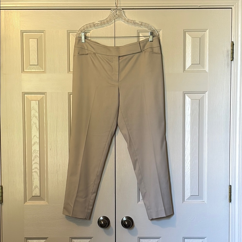 WHBM Slim Ankle Suit Pants Shell Beige